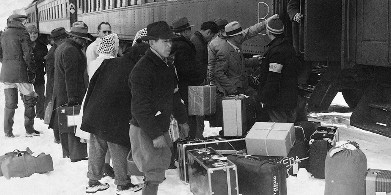 Manzanar internees being sent to the Tule Lake Internment Camp (Year unknown)