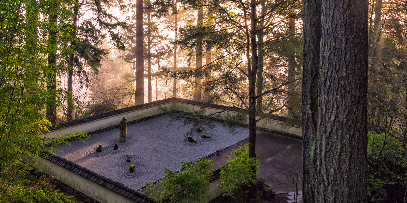 Overlooking the Sand and Stone Garden in the Morning. Photo by Roman Johnston